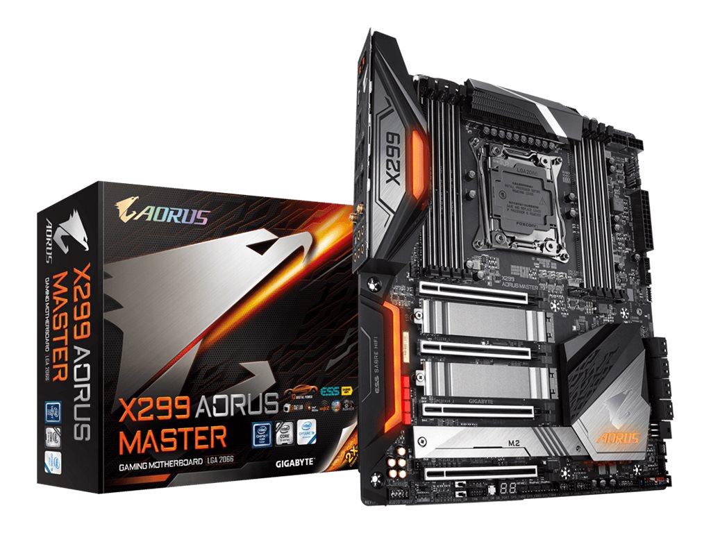 Gigabyte X299 AORUS MASTER - 1.0 - Motherboard - E-ATX - LGA2066 Socket - X299 Chipsatz - USB 3.1 Gen 1, USB-C Gen2, USB 3.1 Gen 2 - Bluetooth, Gigabit LAN, Wi-Fi, 2.5 Gigabit LAN - HD Audio (8-Kanal)