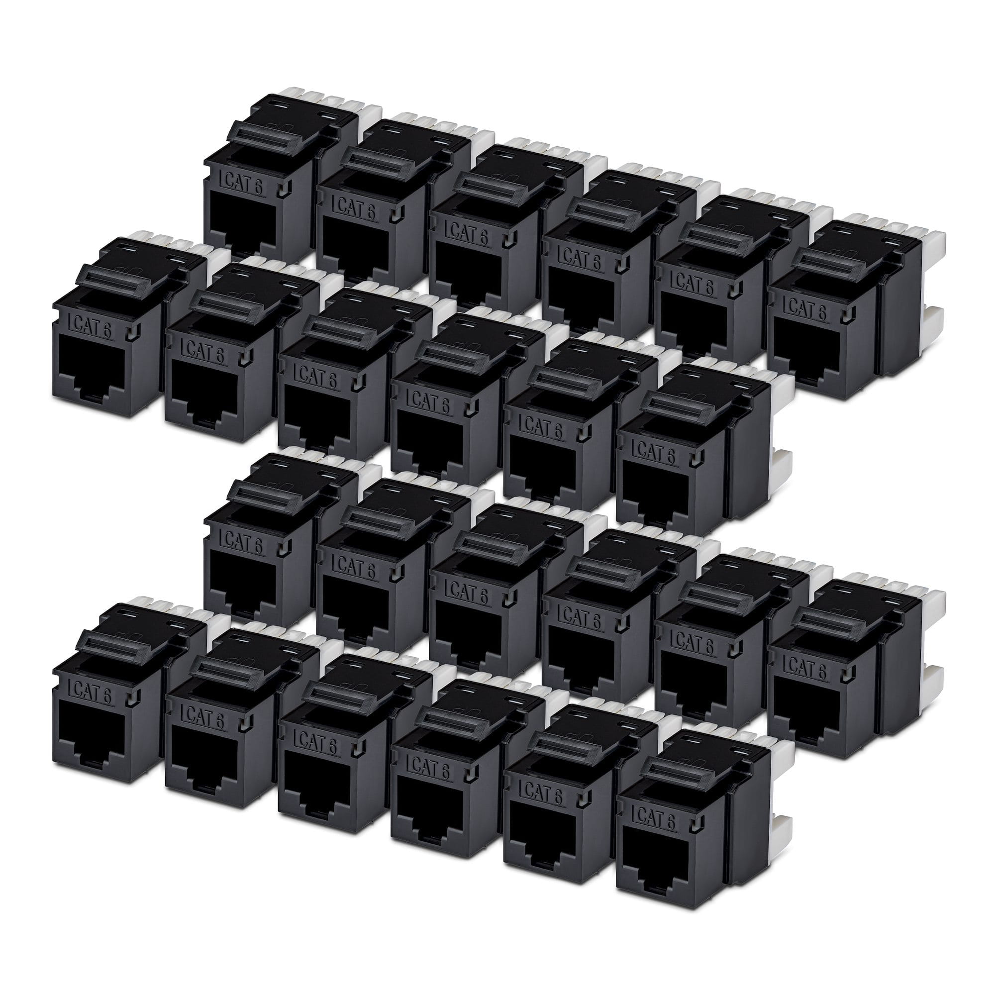 StarTech.com Cat6 Keystone Jack Modul, 24er-Pack RJ45 Ethernet Keystone Buchse, UTP Cat6 Wandbuchse, 180 Grad 110 Punch Down Buchse, Schwarz, Flach, Schwarz, RJ-45, Buchse, Buchse, 10GBase-T