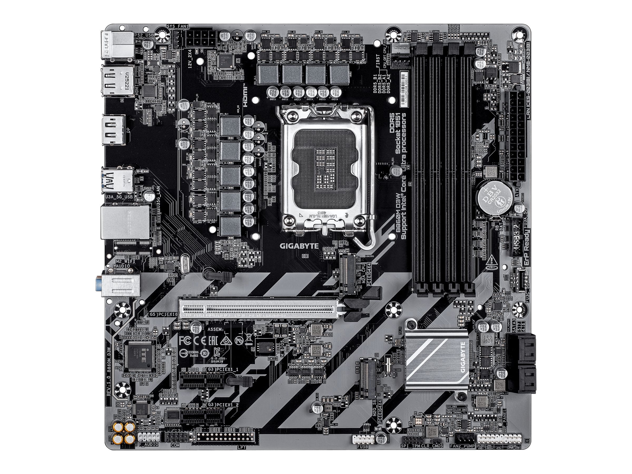 Gigabyte B860M D3W - Motherboard - micro ATX - LGA1851 Sockel - B860 Chipsatz - USB-C 3.2 Gen 1, USB 3.2 Gen 1 - Gigabit LAN - Onboard-Grafik (CPU erforderlich)