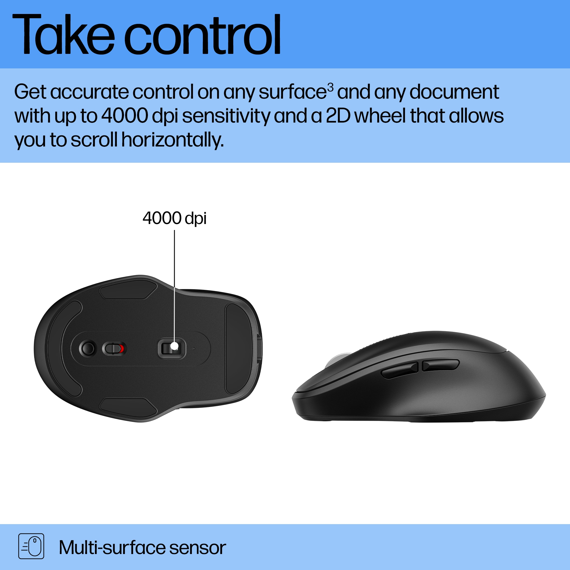 HP 515 - Maus - Vollgröße, superschnell aufladbar - 5 Tasten - kabellos - 2.4 GHz - kabelloser Empfänger (USB)