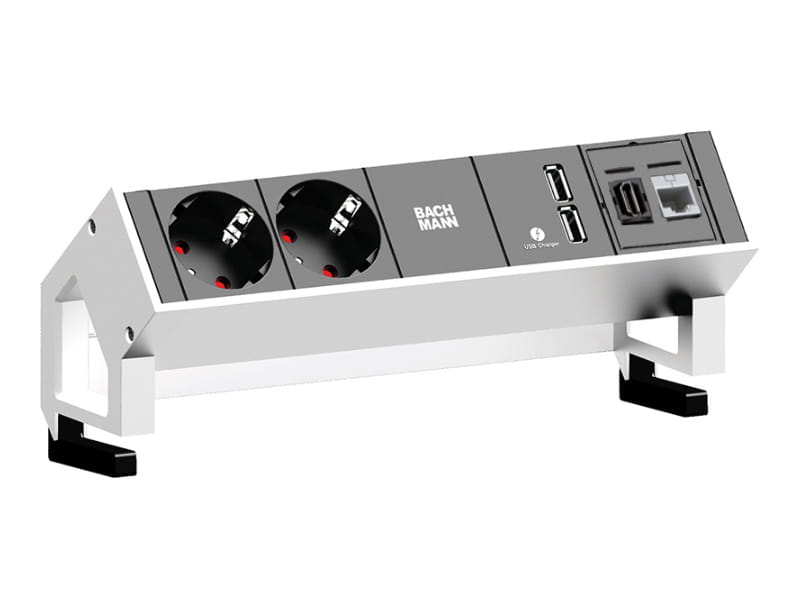 Bachmann 902.2281, AC + RJ-45 + HDMI, Schwarz, Weiß, Aluminium, 230 V, 16 A, 241 mm
