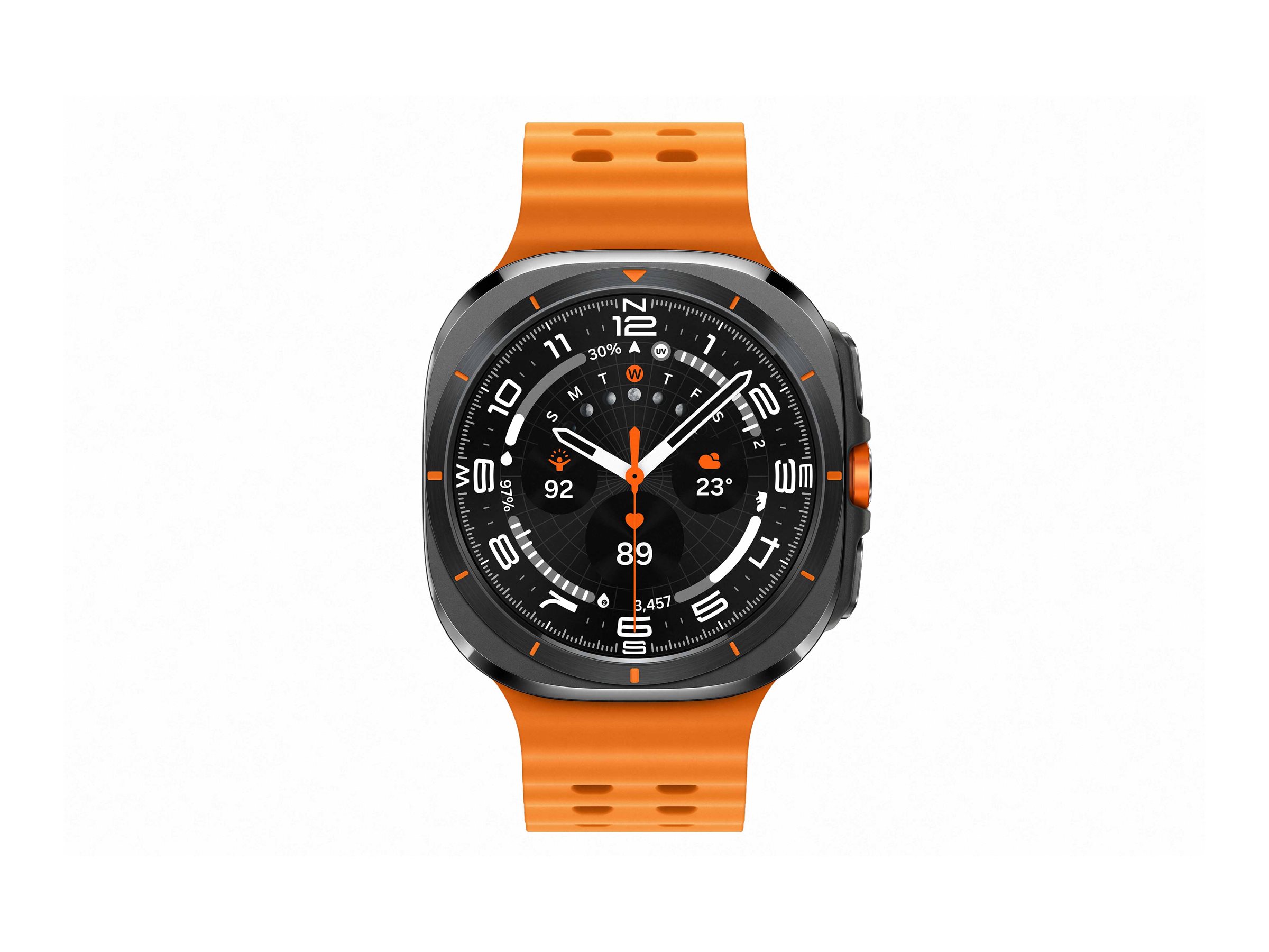 Samsung Galaxy Watch Ultra - 47 mm - titanfarben grau - intelligente Uhr mit Marineband - Gummi - Orange - Bandgröße: S/M/L - Anzeige 3.73 cm (1.5")