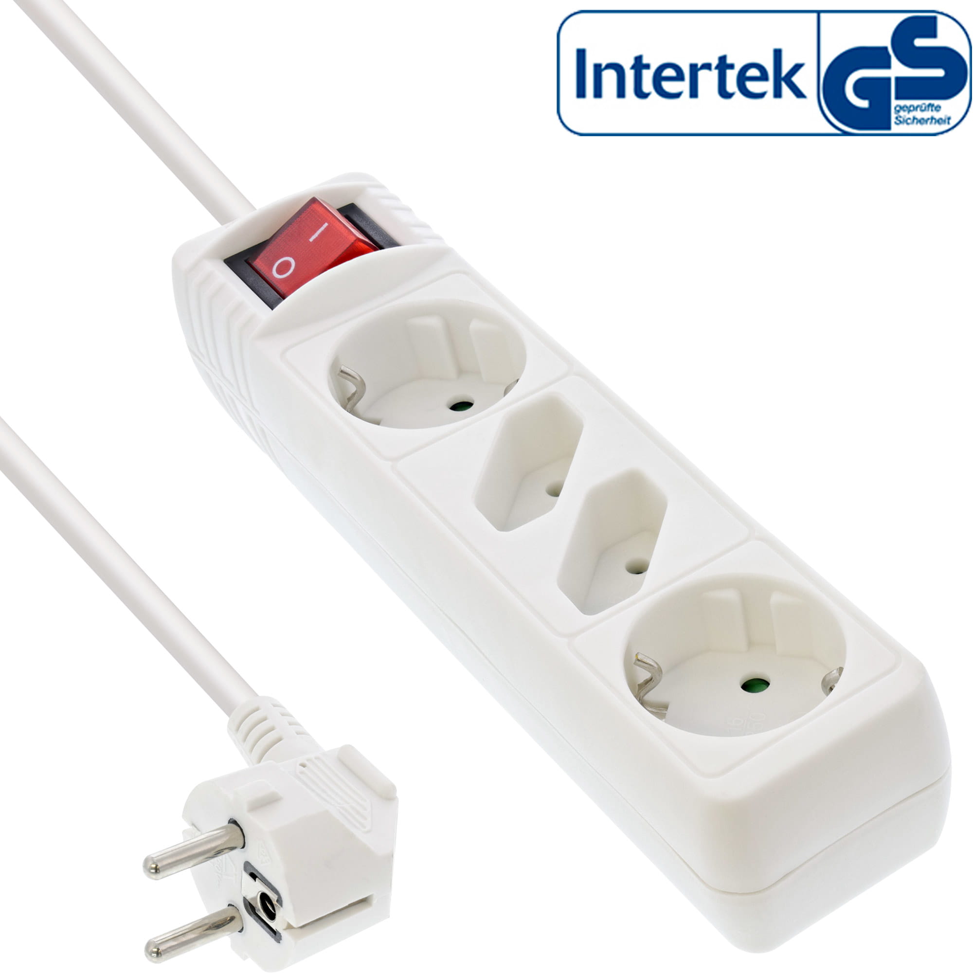 InLine Steckdosenleiste - 4-fach - 2x Schutzkontakt + 2x Euro - weiß - 1,5m