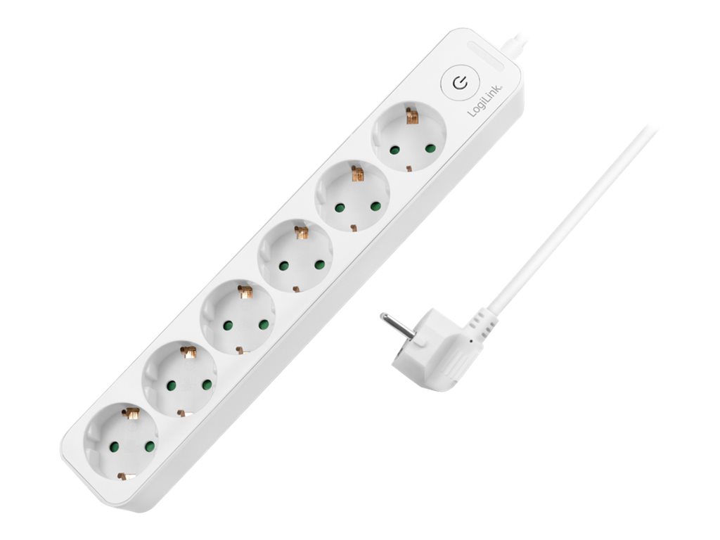 LogiLink Steckdosenleiste - Wechselstrom 250 V - 3680 Watt - Eingabe, Eingang Stromversorgung - Ausgangsanschlüsse: 6 (6 x Leistungs-CEE 7/3)
