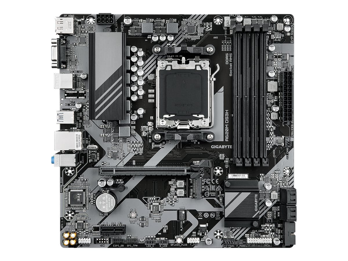 Gigabyte A620M DS3H - 1.0 - Motherboard - micro ATX - Socket AM5 - AMD A620 Chipsatz - USB 3.2 Gen 1, USB-C 3.2 Gen 1 - Gigabit LAN - Onboard-Grafik (CPU erforderlich)