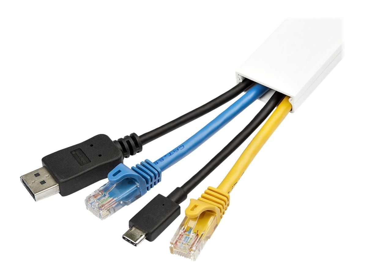 StarTech.com Solid Cable Management Raceway with Adhesive Tape & Cover, 1-1/4"(32mm)W x 3/8"(11mm)H, 3ft(1m) length, PVC Network/Power Cord Hider/Wall Wire Duct, Max 12 Cables, UL Listed - UL94 V0, M1 Fire Rated (CBMWWD3211)