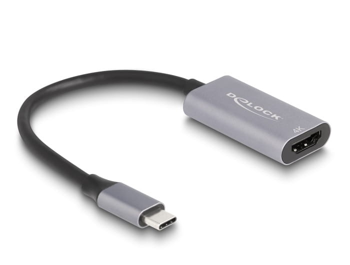 Delock Highspeed - Videoadapter - 24 pin USB-C männlich zu HDMI weiblich - 15 cm - Grau/Schwarz - unterstützt 4K 60 Hz (4096 x 2160)