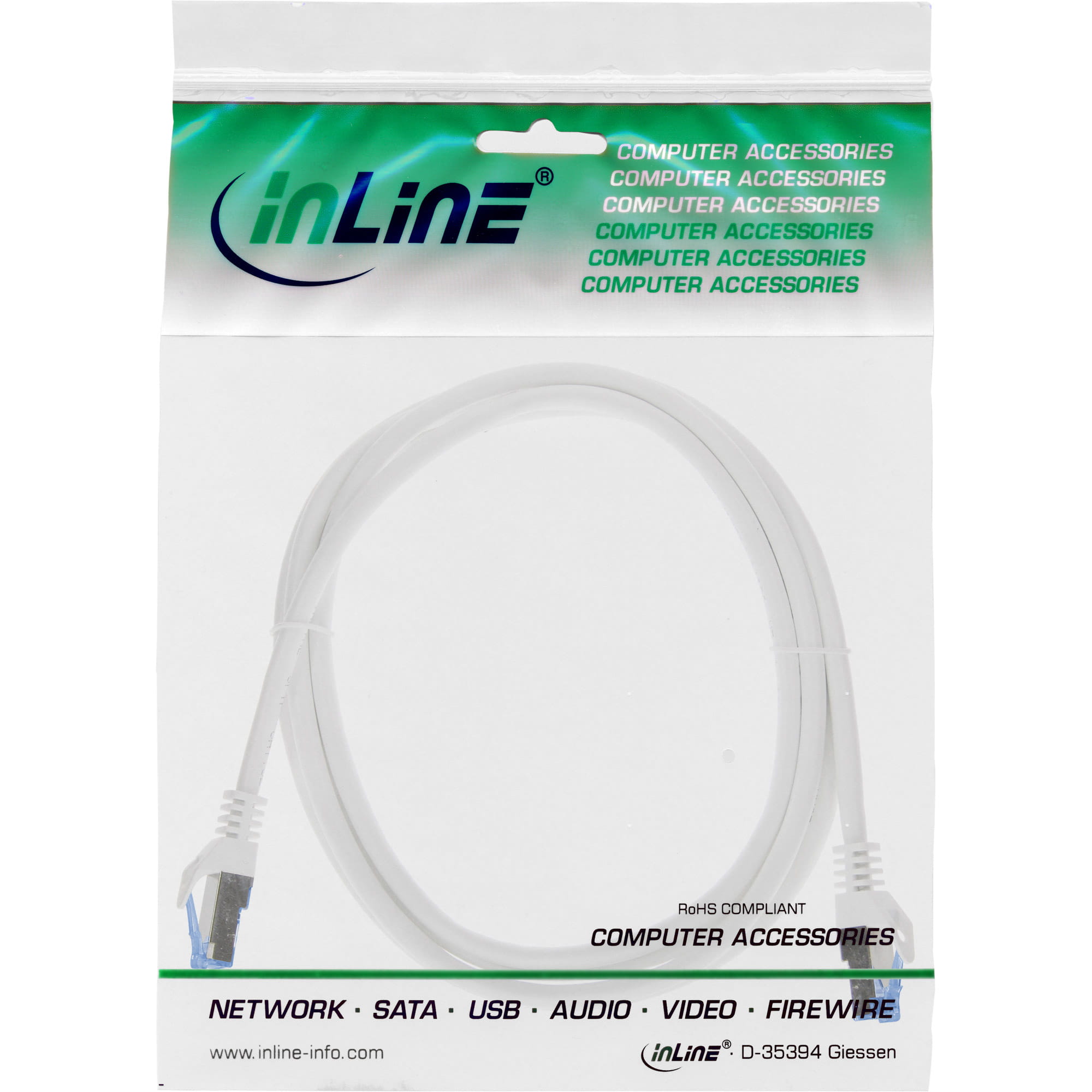 InLine Patchkabel - Cat.6A - S/FTP - TPE (LSZH) - CCA - weiß - 2m