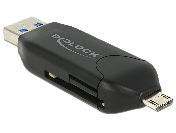Delock Micro USB OTG Card Reader + USB 3.0 A male - Kartenleser (MS, MMC, SD, microSD, SDHC, SDXC)
