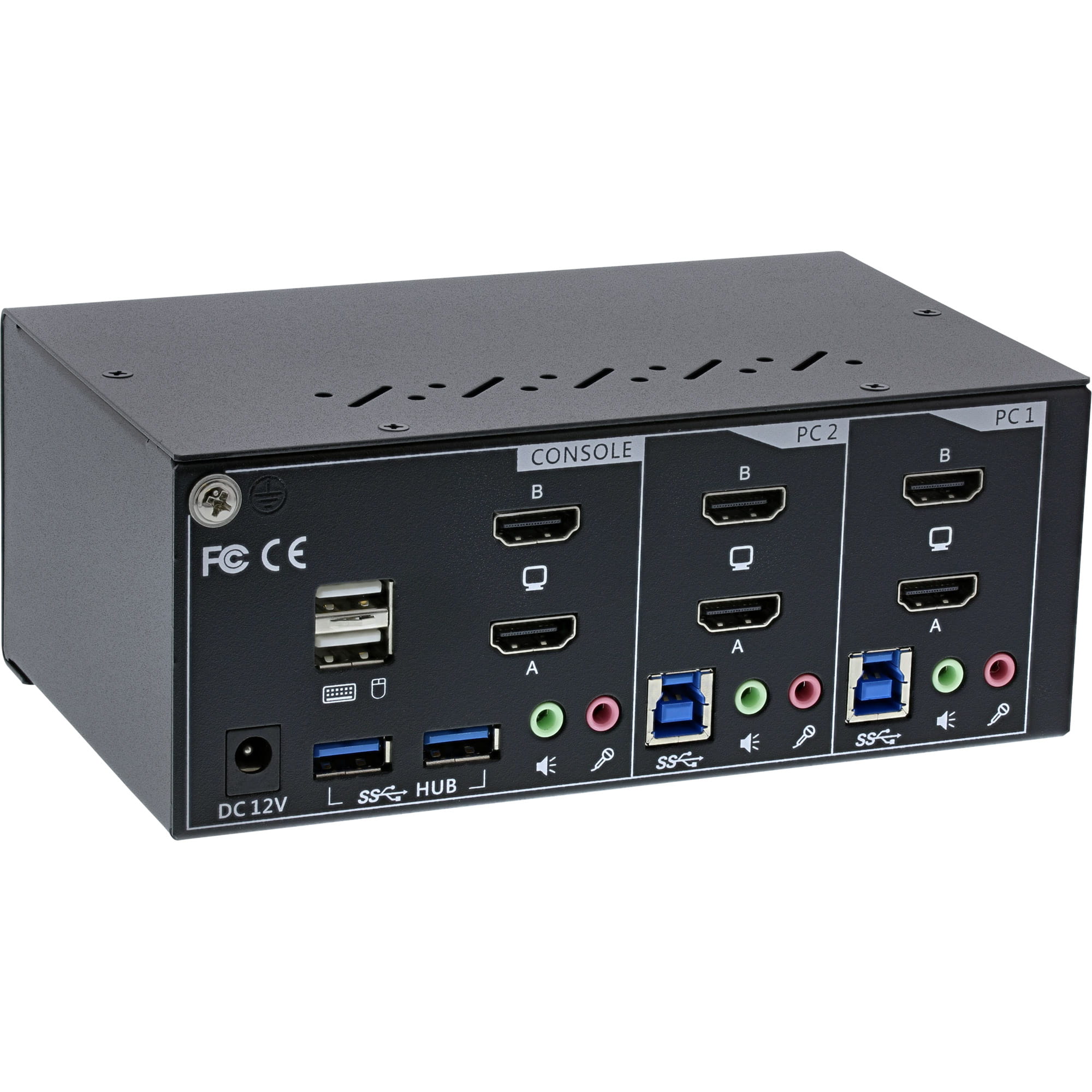 InLine KVM Desktop Switch - 2-fach - Dual Monitor - HDMI - 4K - USB 3.0 - Audio
