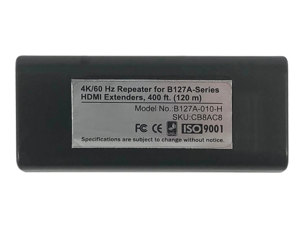 Tripp Eaton Tripp Lite Series Over Cat6 Signal Repeater for B127A Extenders, 4K 60Hz, HDR, 4:4:4, PoC, HDCP 2.2, 400 ft., TAA