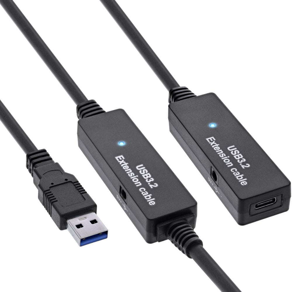 InLine USB 3.2 Gen.1 Aktiv-Verlängerung - USB-A Stecker an USB-C Buchse - 10m