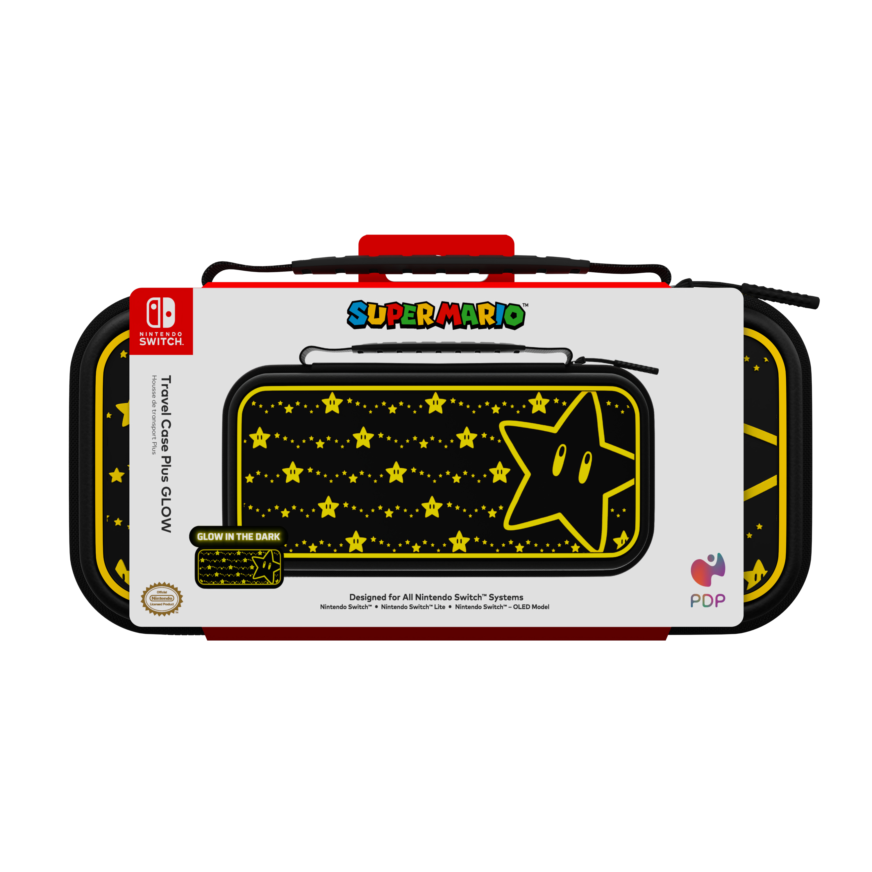 PDP 500-224-STGD, Hartschalenkoffer, Nintendo, Schwarz, Gelb, Nintendo Switch, Nintendo Switch Lite, Nintendo Switch OLED, Reißverschluss, Karton mit Aufhänger