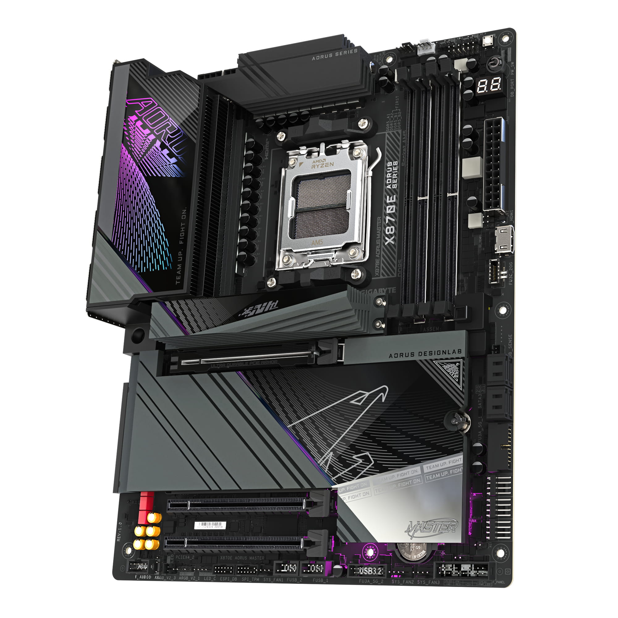 Gigabyte AORUS X870E MASTER - Motherboard - ATX - Socket AM5 - AMD X870E Chipsatz - USB-C 3.2 Gen 2x2, USB4, USB 3.2 Gen 1, USB 3.2 Gen 2 - 5 Gigabit Ethernet, Bluetooth, Wi-Fi 7 - Onboard-Grafik (CPU erforderlich)