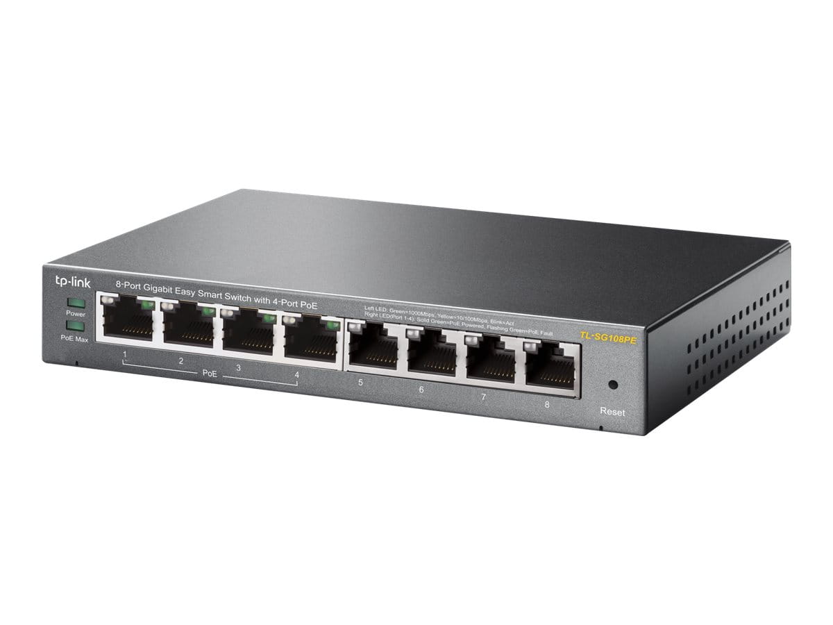 TP-LINK Easy Smart TL-SG108PE - Switch - Smart - 4 x 10/100/1000 (4 PoE+)