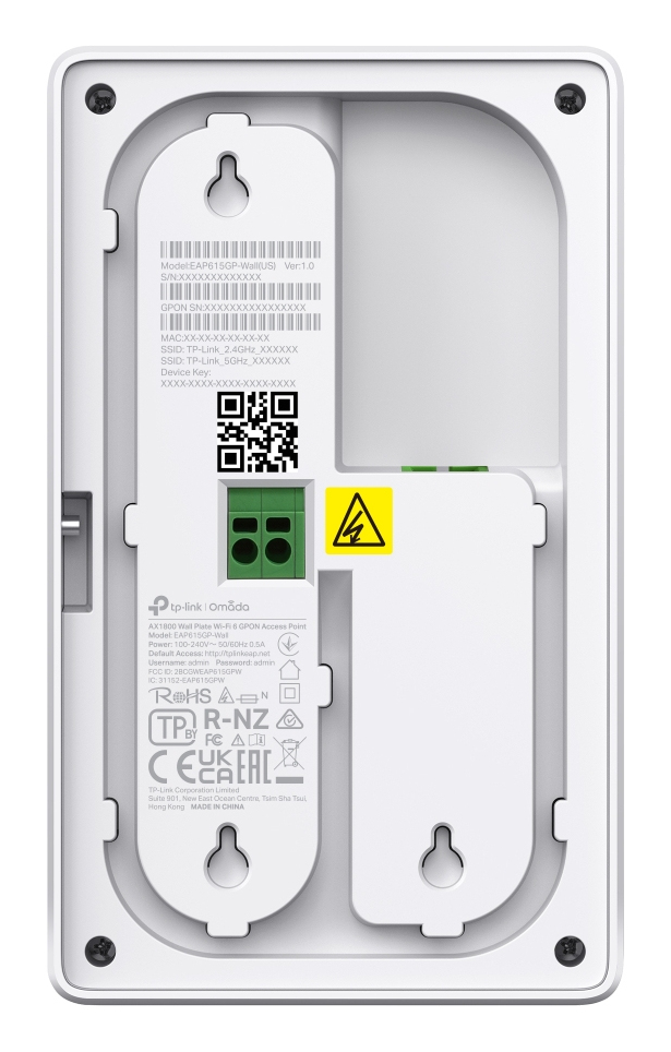 TP-LINK Omada EAP625GP-WALL, 2,4 GHz, 5 GHz, 1201 Mbit/s, WPA, WPA2, WPA3