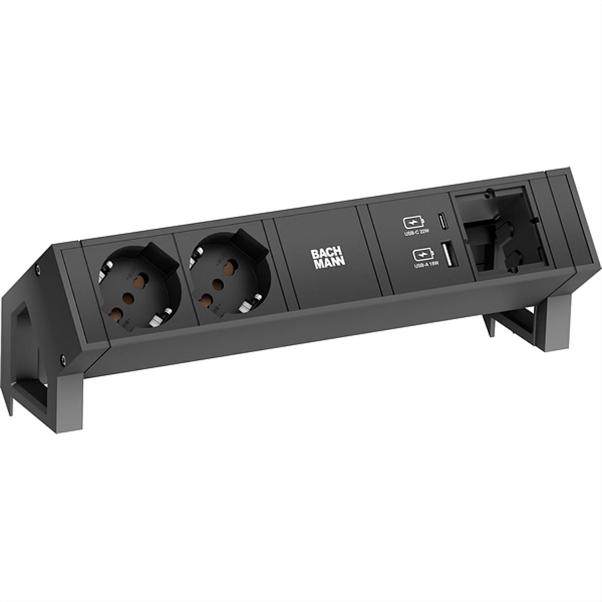 Bachmann DESK 2 - Steckdosenleiste - Eingabe, Eingang Typ F - Ausgangsanschlüsse: 4 (2 x Typ F, 24 pin USB-C, USB)