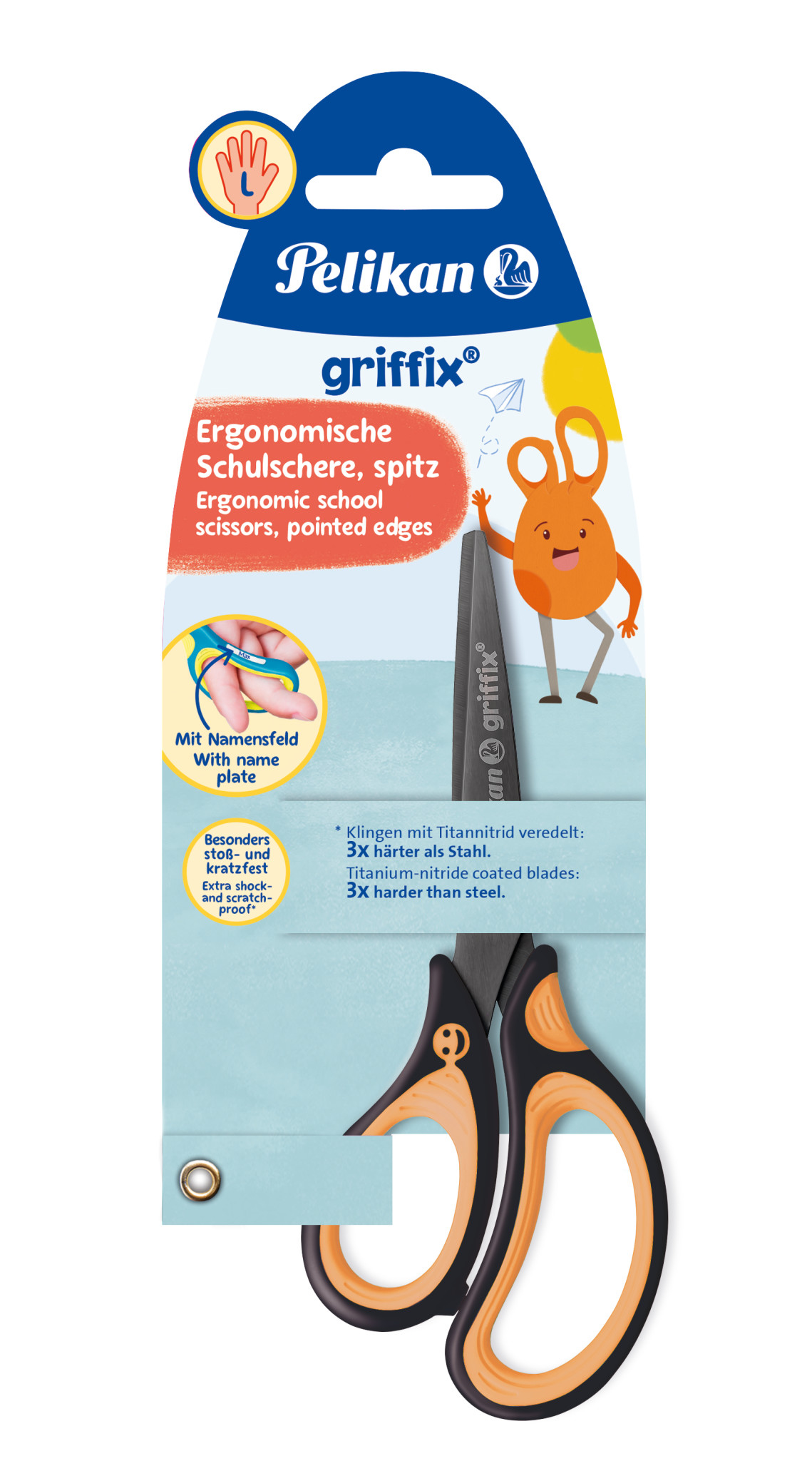 Pelikan Griffix, Kinder, Gerader Schnitt, Eins/Eine(r), Schwarz, Orange, Metall, Universal