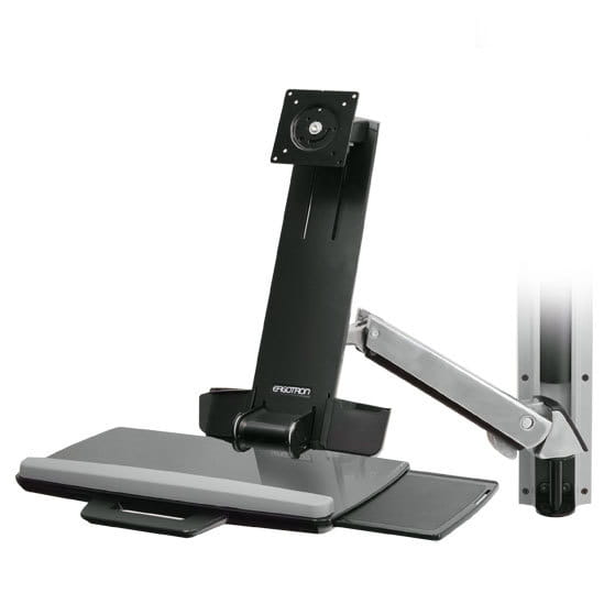 Ergotron Befestigungskit (Handgelenkkissen, Schienenmontage Halterungsset, höhenverstellbare Halterung, Tastaturablage mit linker/rechter Mausablage, Ablage für Barcode-Scanner und Maus, Combo Schwenkarm) - für LCD-Display / PC-Ausrüstung - Polished 