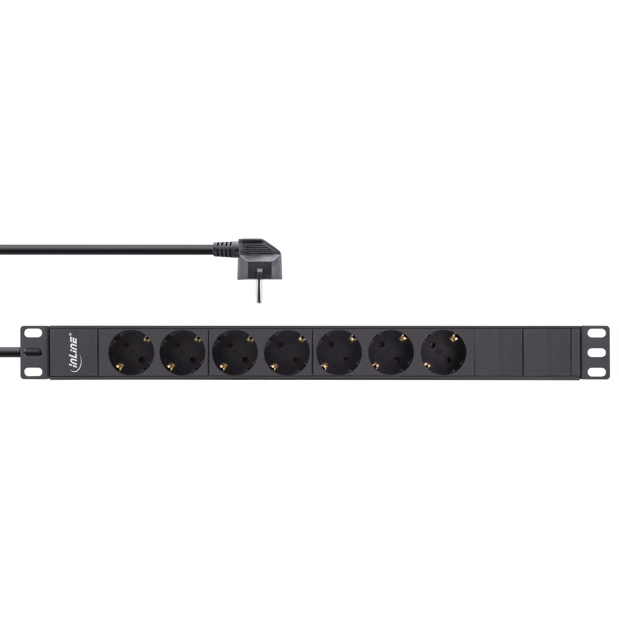 InLine 19" Steckdosenleiste - 7-fach Schutzkontakt - ohne Schalter - 2m - schwarz