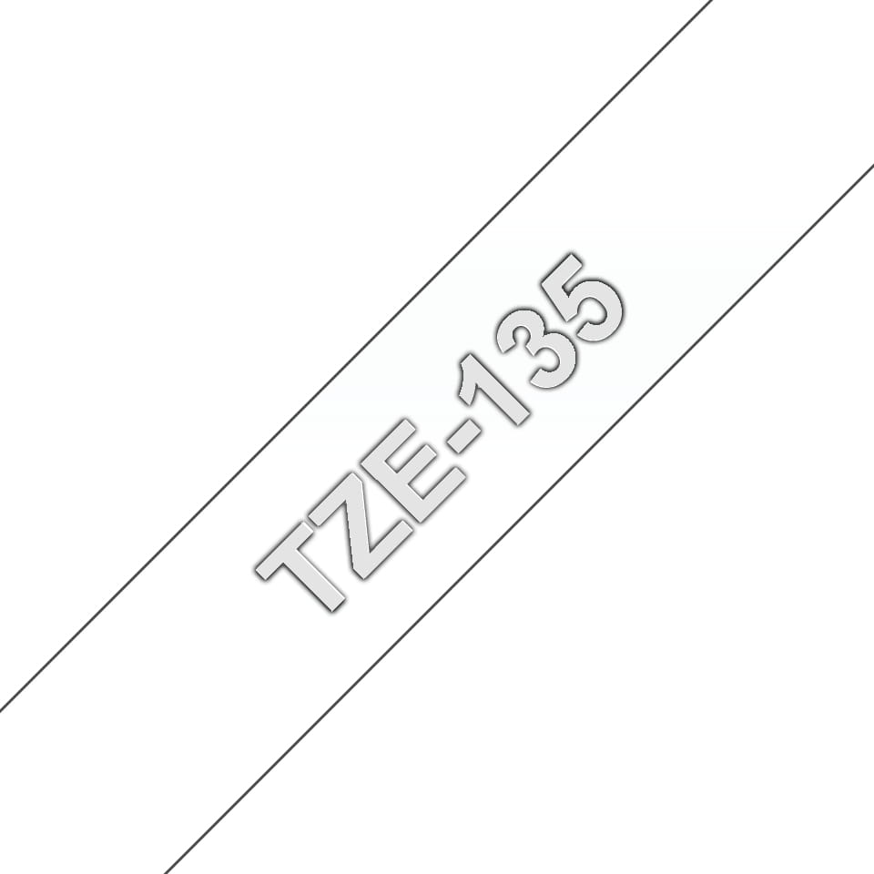 Brother TZe-135 - Selbstklebend - weiß auf durchsichtig - Rolle (1,2 cm x 8 m)