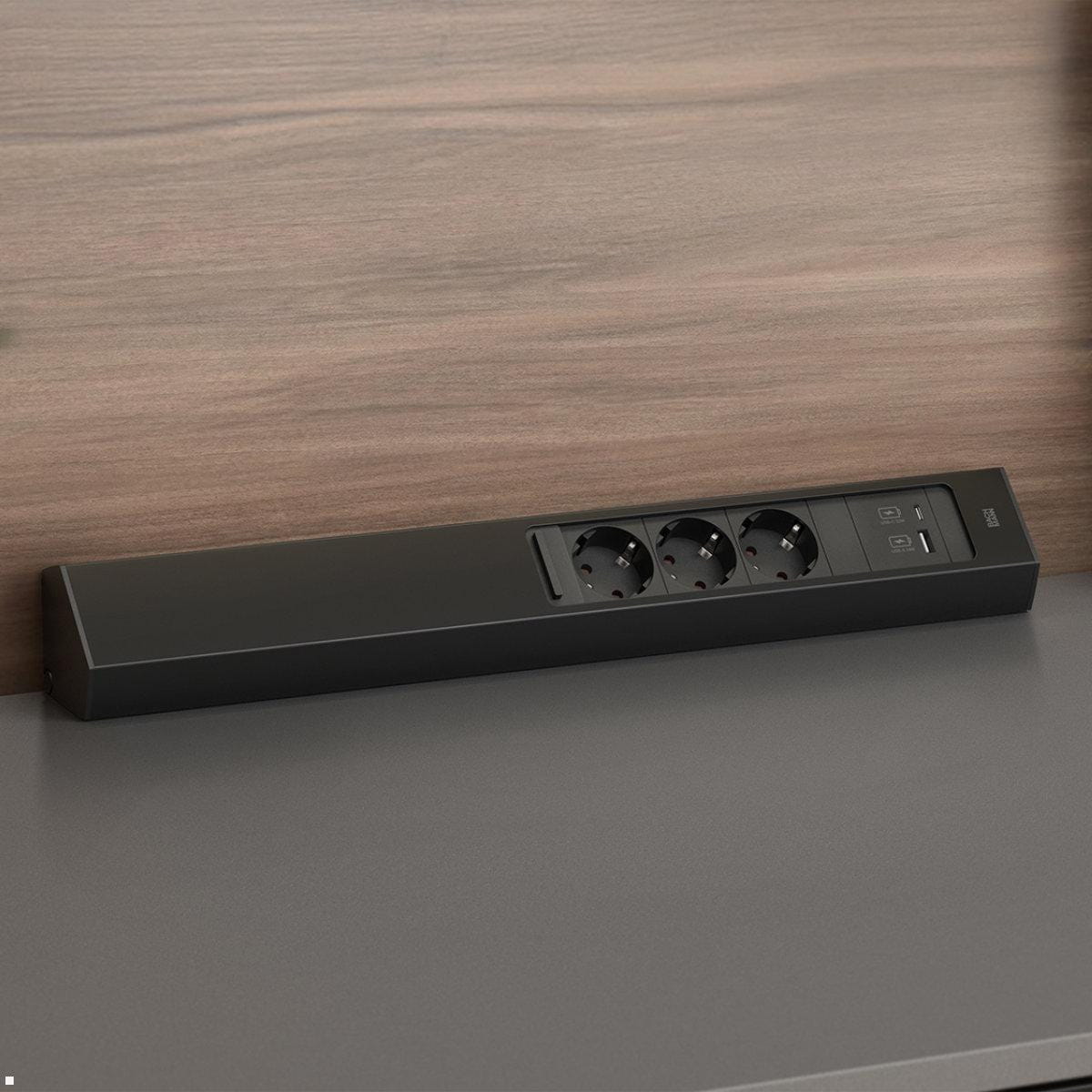 Bachmann CASIA 2 - Steckdosenleiste (Wandmontage / Aufputzmontage) - long - Ausgangsanschlüsse: 3 (3 x Strom Typ F, 24 pin USB-C, USB)