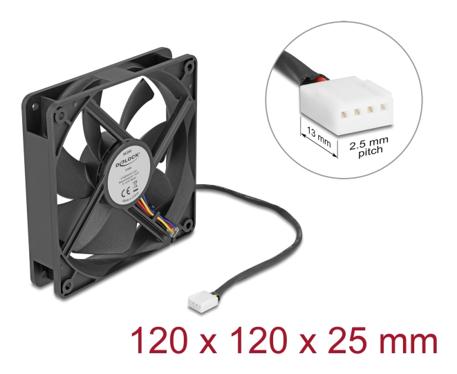 Delock Gehäuselüfter - axial - 120 mm - Schwarz