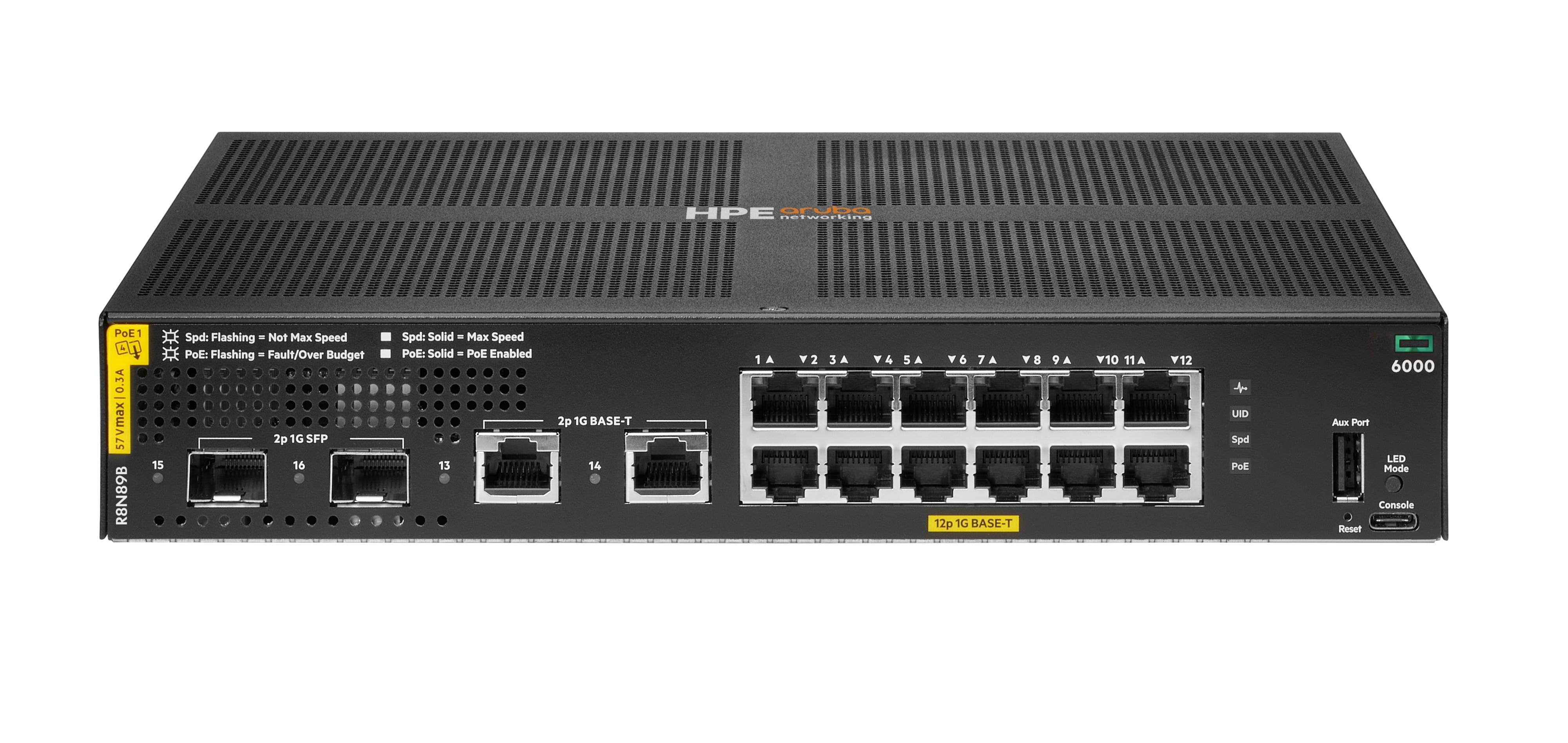 HPE Aruba Networking CX 6000 12p 10M/100M/1G Class4 PoE 2p SFP 1G 139W Switch - Switch - managed - 12 x 10/100/1000 (PoE+)