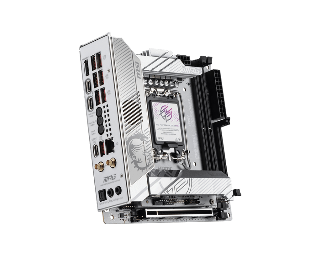 MSI MPG Z890I EDGE TI WIFI - Motherboard - Mini-ITX - LGA1851-Sockel - Z890 Chipsatz - USB4, USB 3.2 Gen 1, USB 3.2 Gen 2, USB-C 3.2 Gen 2x2, USB-C 3.2 Gen2 - 5 Gigabit Ethernet, Wi-Fi 7, Bluetooth - Onboard-Grafik (CPU erforderlich)
