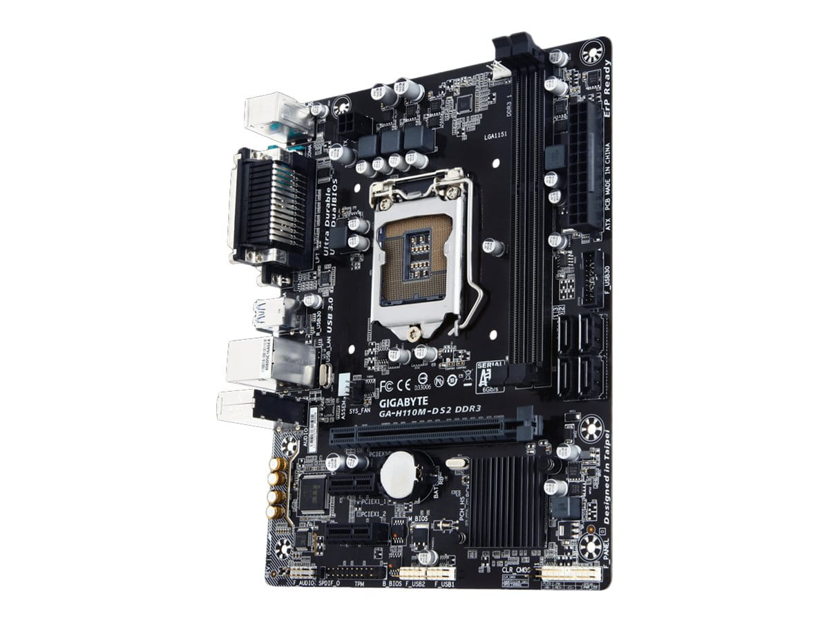 Gigabyte GA-H110M-DS2 - 1.0 - Motherboard - micro ATX - LGA1151 Socket - H110 Chipsatz - USB 3.0 - Gigabit LAN - Onboard-Grafik (CPU erforderlich)