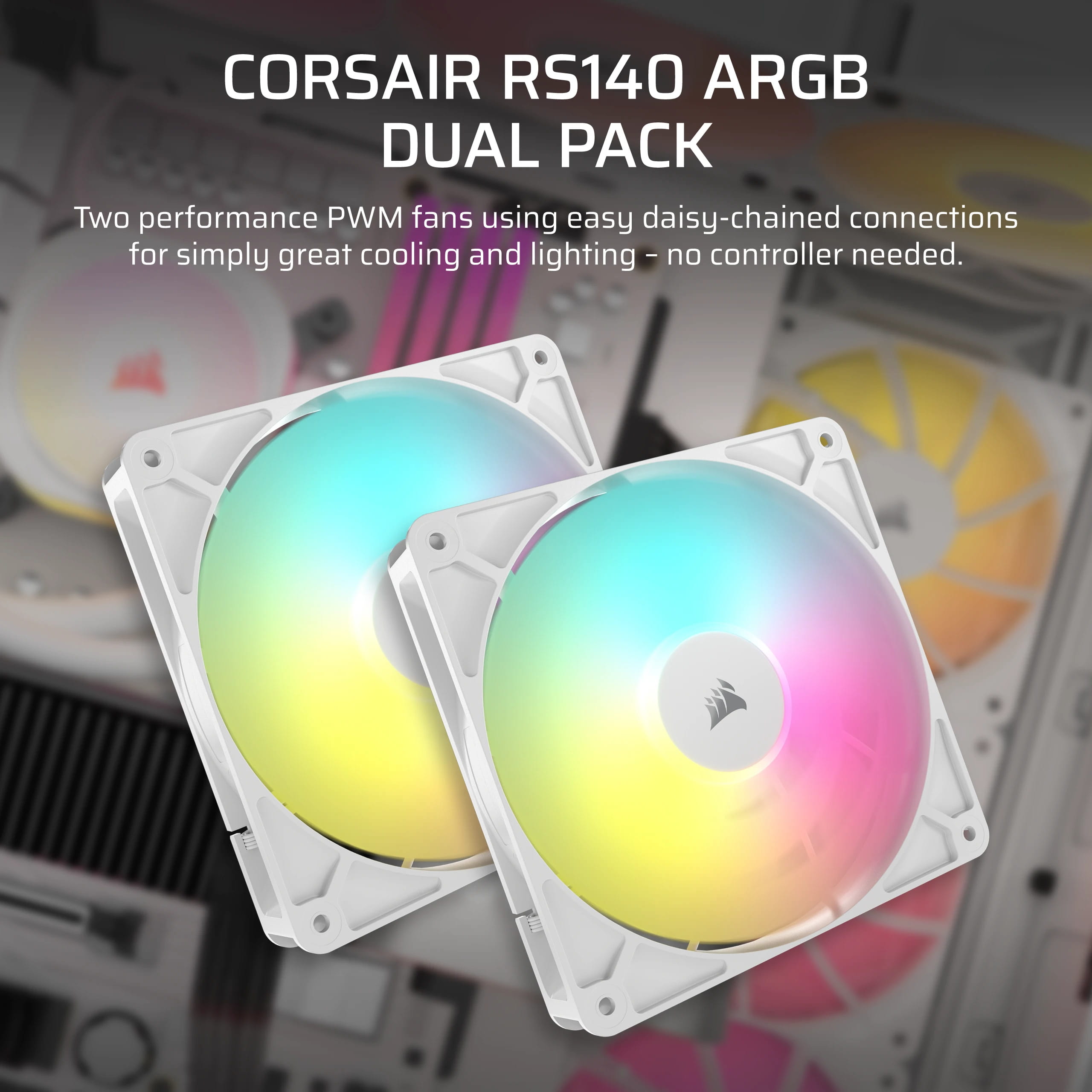 Corsair RS140 ARGB Dual Pack - Gehäuselüfter - 140 mm - weiß (Packung mit 2)