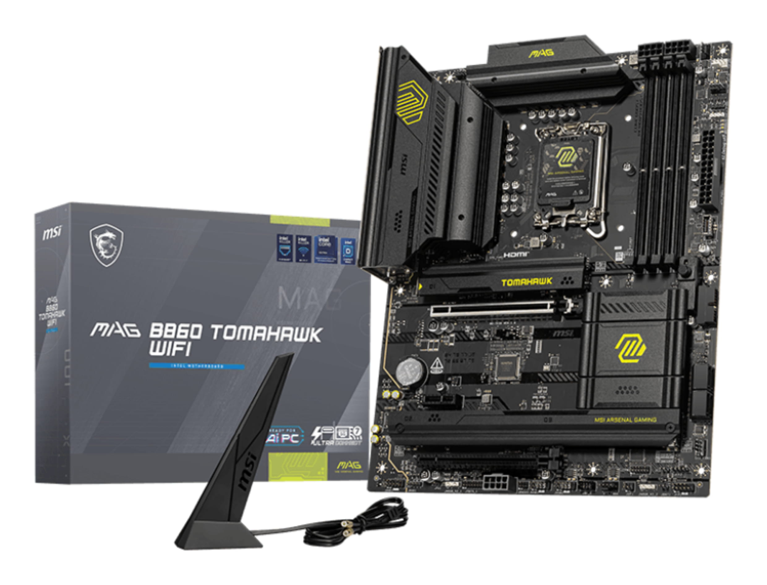 MSI MAG B860 TOMAHAWK WIFI - Motherboard - ATX - LGA1851 Sockel - B860 Chipsatz - USB4, USB 3.2 Gen 1, USB 3.2 Gen 2, USB-C 3.2 Gen2 - 5 Gigabit Ethernet, Wi-Fi 7, Bluetooth - Onboard-Grafik (CPU erforderlich)