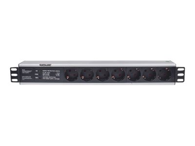 Intellinet 19" 1.5U Rackmount 7-Way Power Strip - German Type", With Surge Protection, 3m Power Cord - Steckdosenleiste (Rack - einbaufähig)