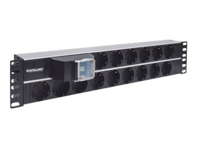 Intellinet 19" 2U Rackmount 15-Way Power Strip - German Type", With Double Air Switch, 3m Power Cord - Steckdosenleiste (Rack - einbaufähig)