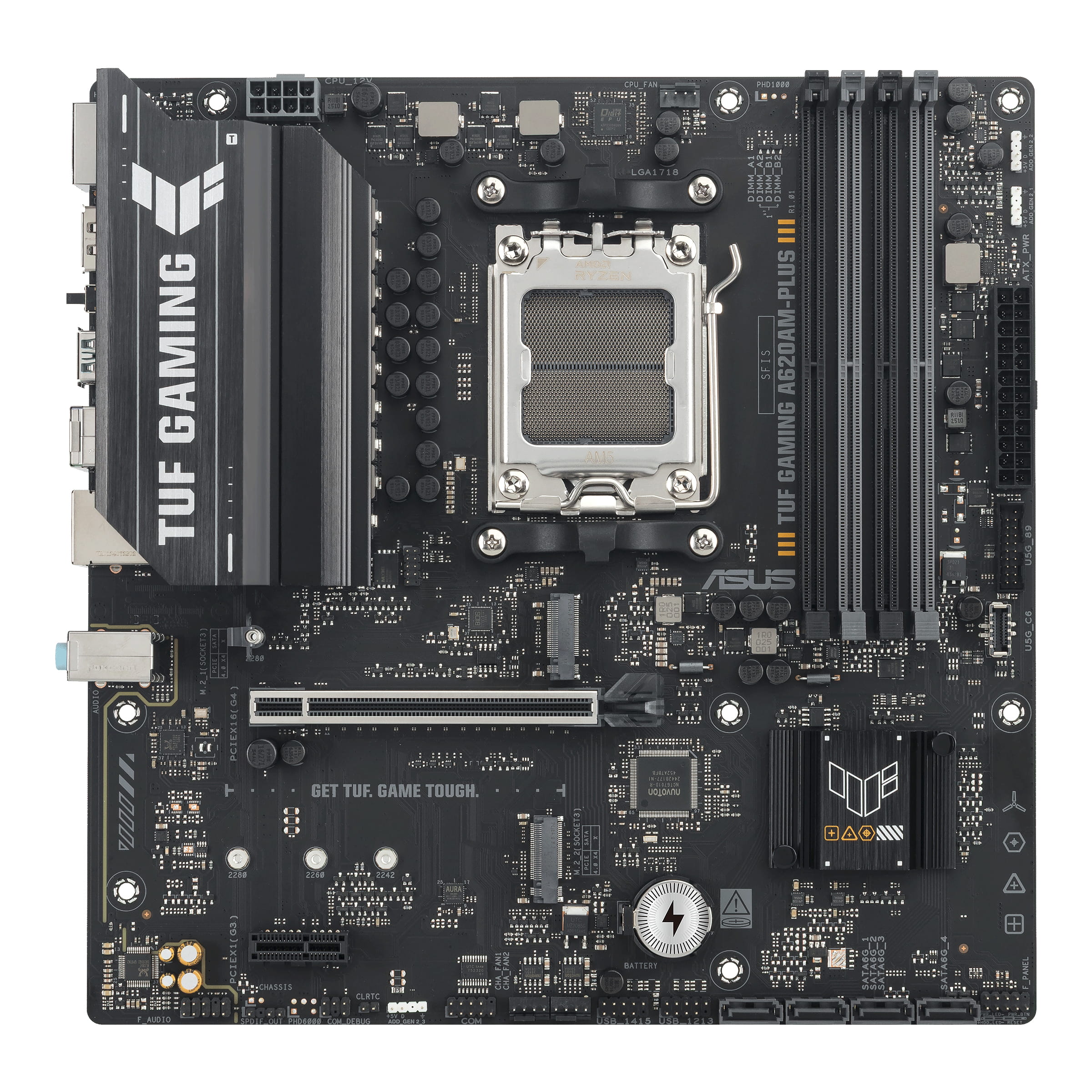 ASUS TUF GAMING A620AM-PLUS - Motherboard - micro ATX - Socket AM5 - AMD A620A Chipsatz - USB 3.2 Gen 1, USB-C 3.2 Gen 1, USB 3.2 Gen 2 - 2.5 Gigabit LAN - Onboard-Grafik (CPU erforderlich)