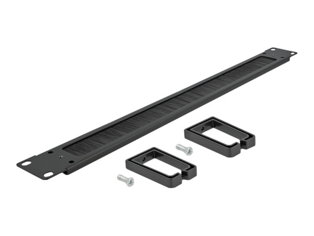 Delock Cable Management Brush Strip with 2 hooks - Kabelführungspanel mit Bürste - Schwarz - 1U - 48.3 cm (19")