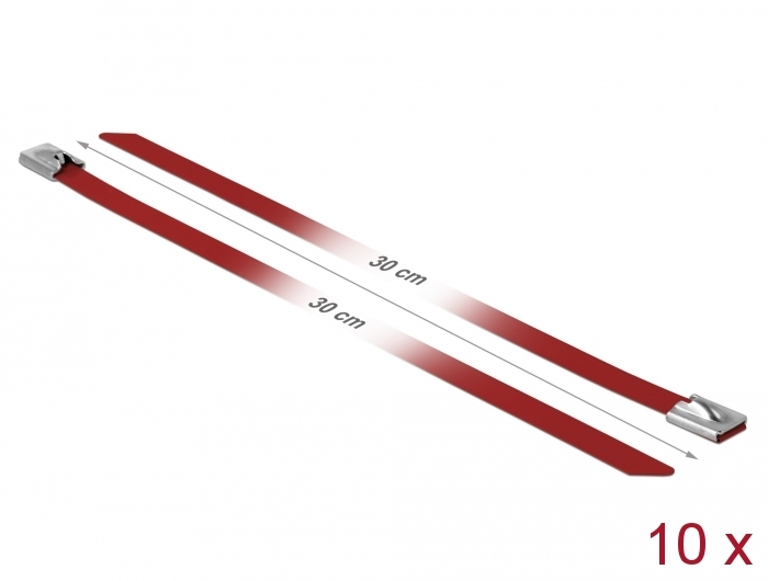Delock Kabelbinder - 30 cm - Rot (Packung mit