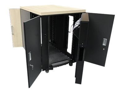 APC NetShelter CX - Schrank - mit Stromverteilungseinheit - helle Eiche - 18U - 48.3 cm (19")