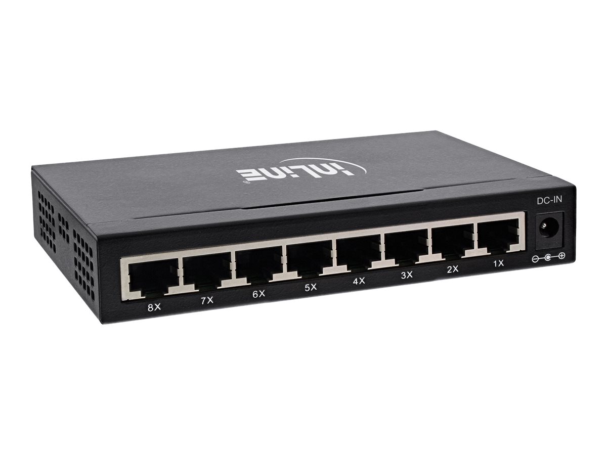 InLine 8-Port Gigabit Switch - 1 Gb/s - Desktop - Metallgehäuse - lüfterlos