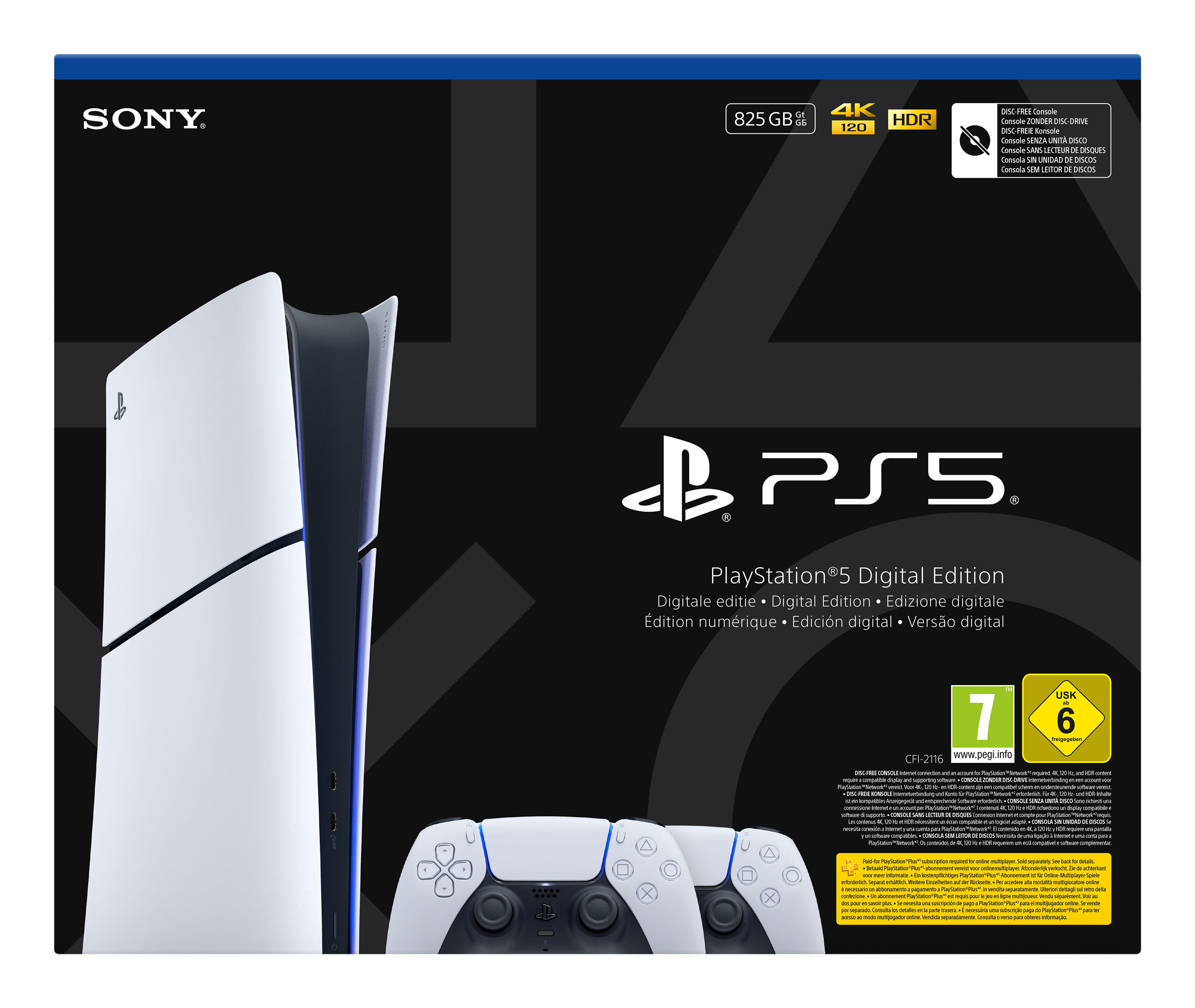 Sony Interactive Entertainment Playstation 5 Slim Digital, PlayStation 5, Schwarz, Weiß, 16384 MB, GDDR6, 448 GB/s, AMD