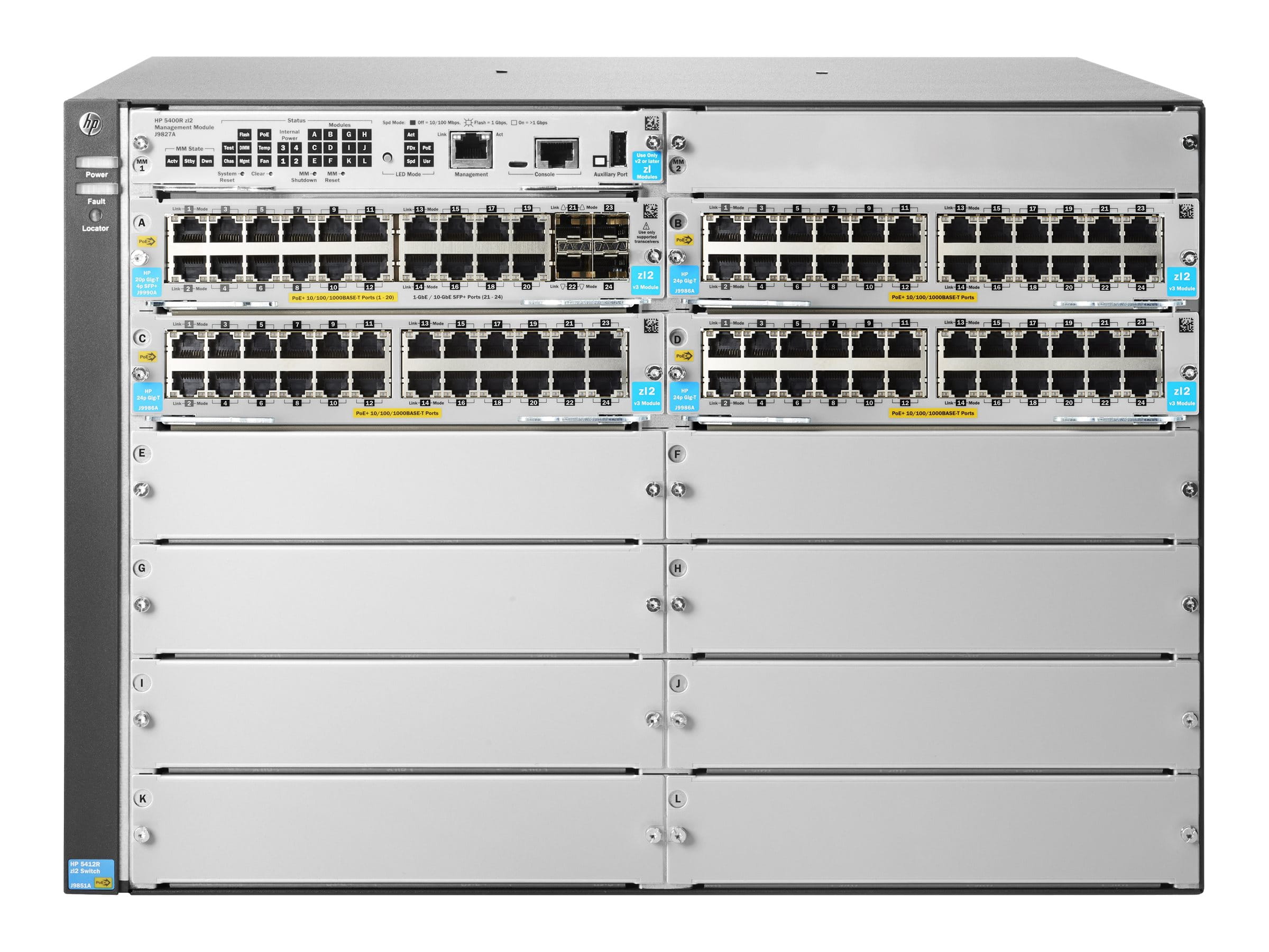HPE Aruba Networking 5412R 92GT PoE+ / 4SFP+ (No PSU) v3 zl2 - Switch - managed - 92 x 10/100/1000 (PoE+)