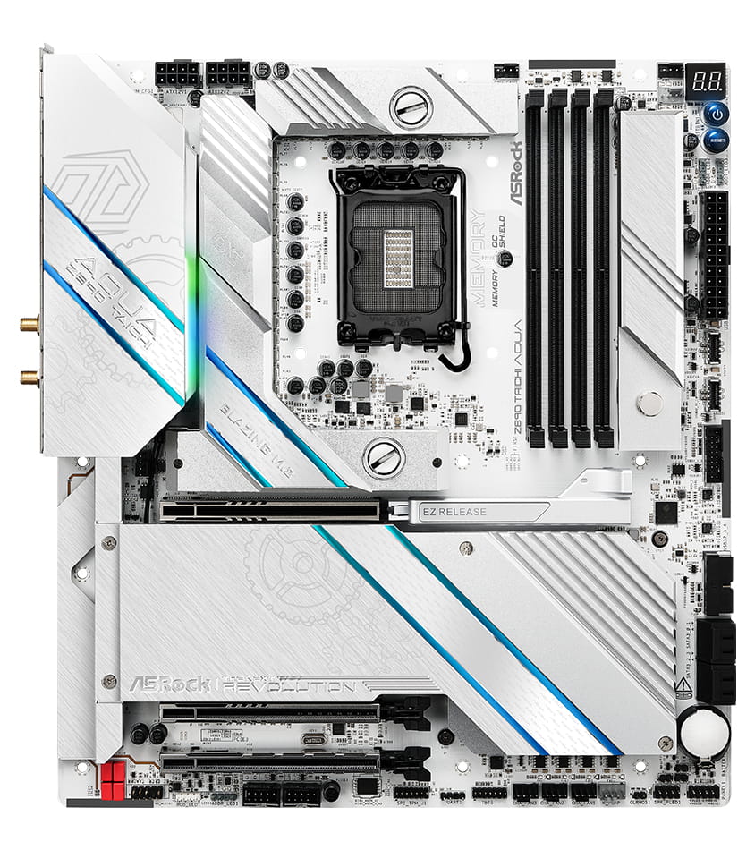 ASRock Z890 TAICHI AQUA - Motherboard - E-ATX - LGA1851-Sockel - Z890 Chipsatz - USB4, USB-C 3.2 Gen2, USB-C 3.2 Gen 1 - Bluetooth, Wi-Fi 7, 2.5 Gigabit LAN - Onboard-Grafik (CPU erforderlich)
