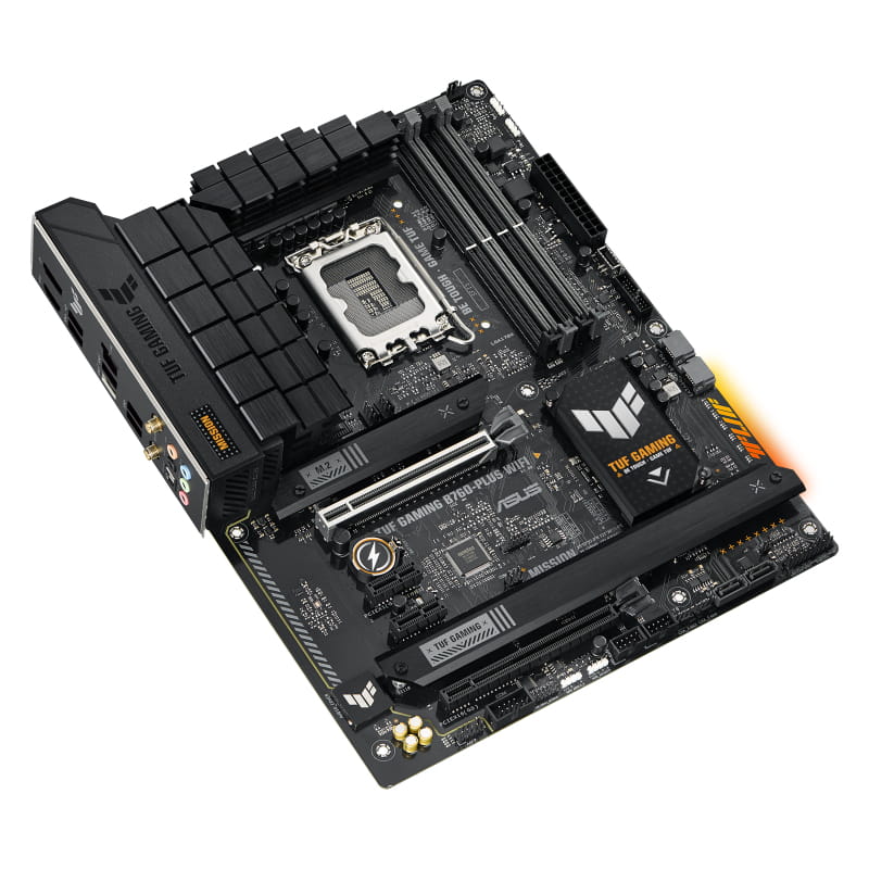 ASUS TUF GAMING B760-PLUS WIFI - Motherboard - ATX - LGA1700-Sockel - B760 Chipsatz - USB-C 3.2 Gen 2x2, USB 3.2 Gen 2, USB 3.2 Gen 1, USB-C 3.2 Gen2 - 2.5 Gigabit LAN, Wi-Fi 6, Bluetooth - Onboard-Grafik (CPU erforderlich)