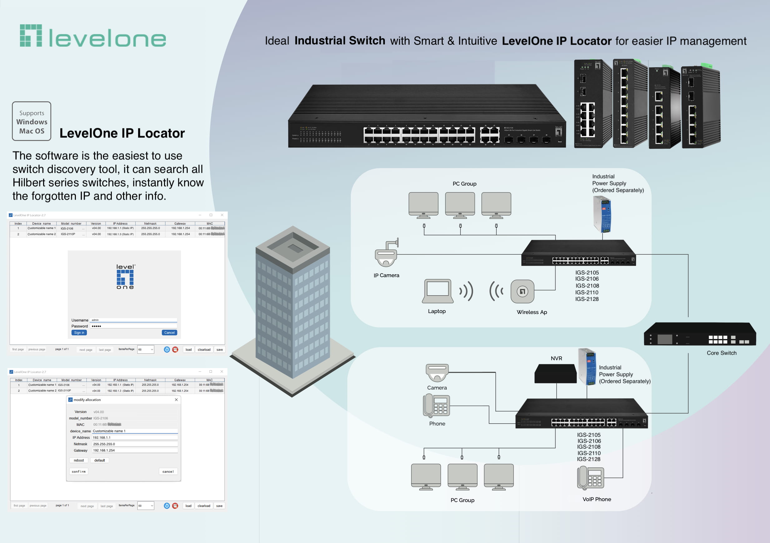 LevelOne Hilbert 8-Port Industrial Gigabit Smart Lite Switch, Managed, L2, Gigabit Ethernet (10/100/1000), Vollduplex
