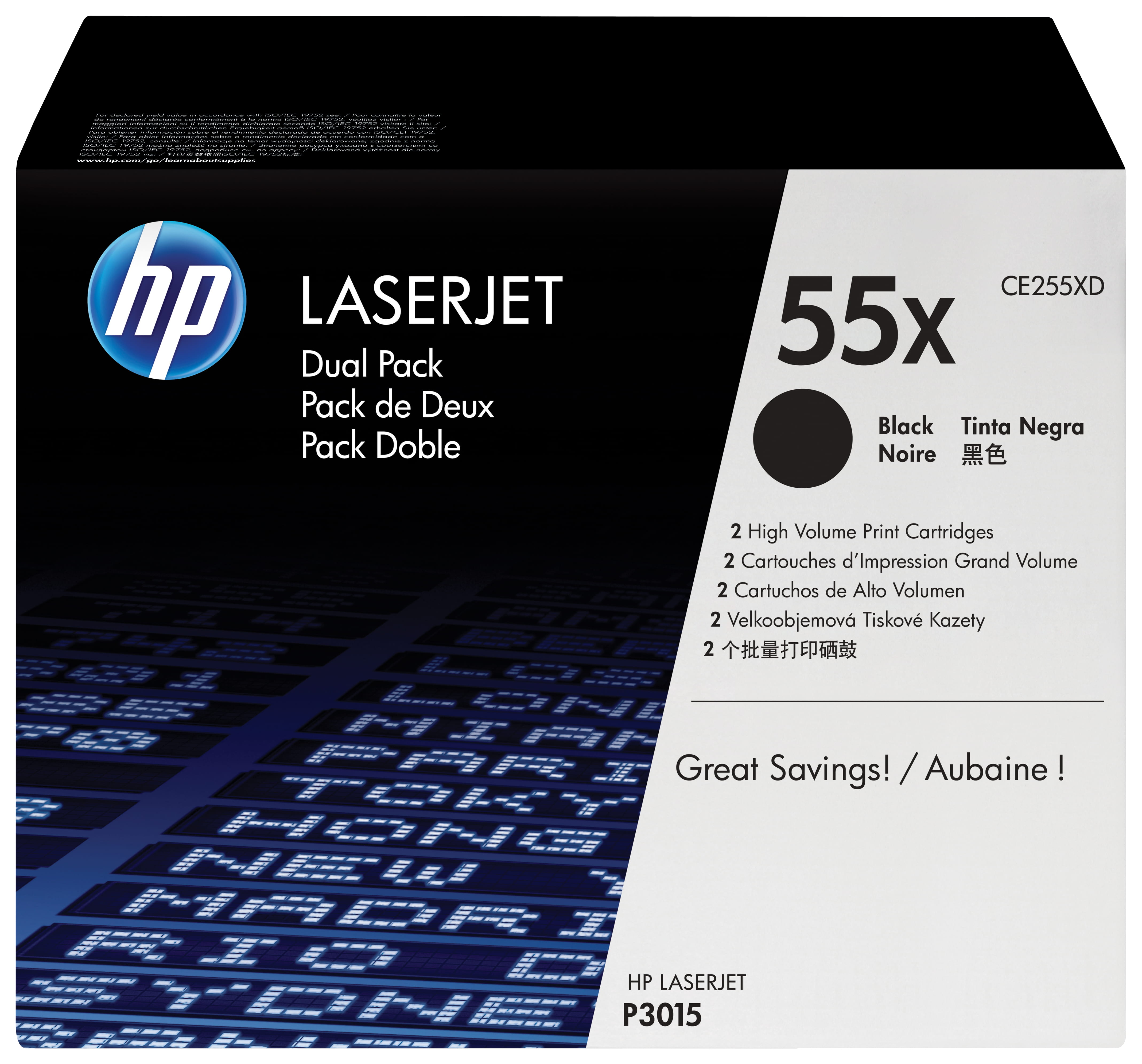 HP 55X - 2er-Pack - Hohe Ergiebigkeit - Schwarz - original - LaserJet - Tonerpatrone (CE255XD)