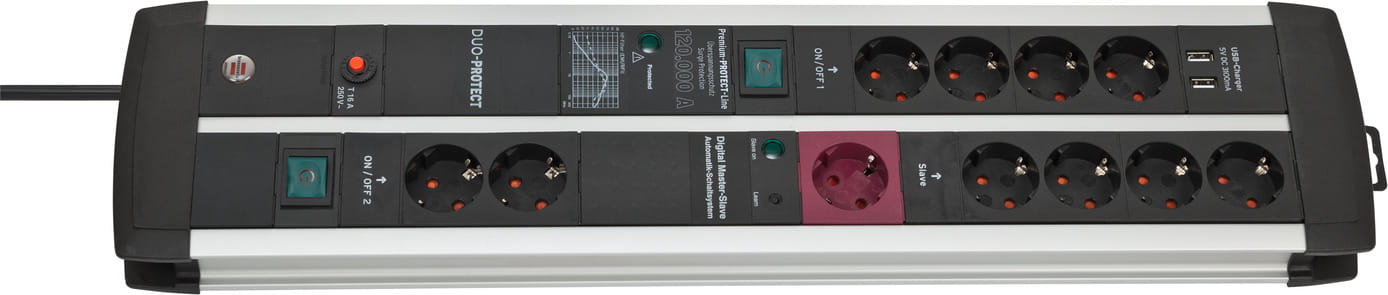 Brennenstuhl 1392000230, 3 m, Drinnen, Type E/F, EDB, Type K-IT, IP20, Schwarz, Silber, 11 AC-Ausgänge