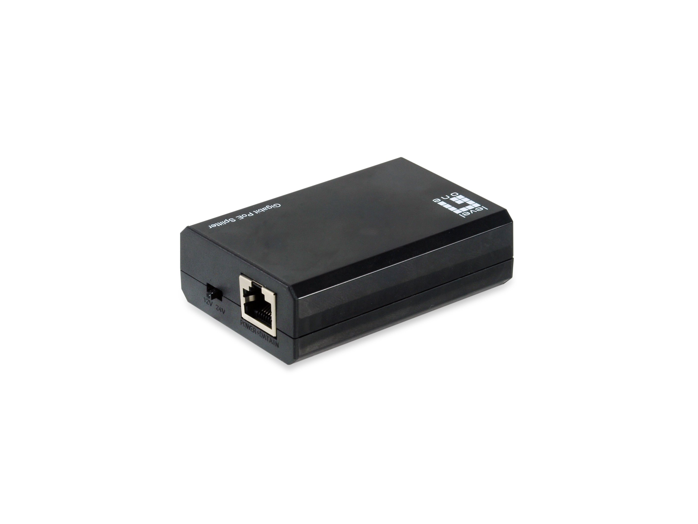 LevelOne Gigabit IEEE802.3bt PoE Splitter, IEEE 802.3af, IEEE 802.3at, IEEE 802.3bt, 10/100/1000Base-T(X), Schwarz, China, 12V, 24V, 60 W