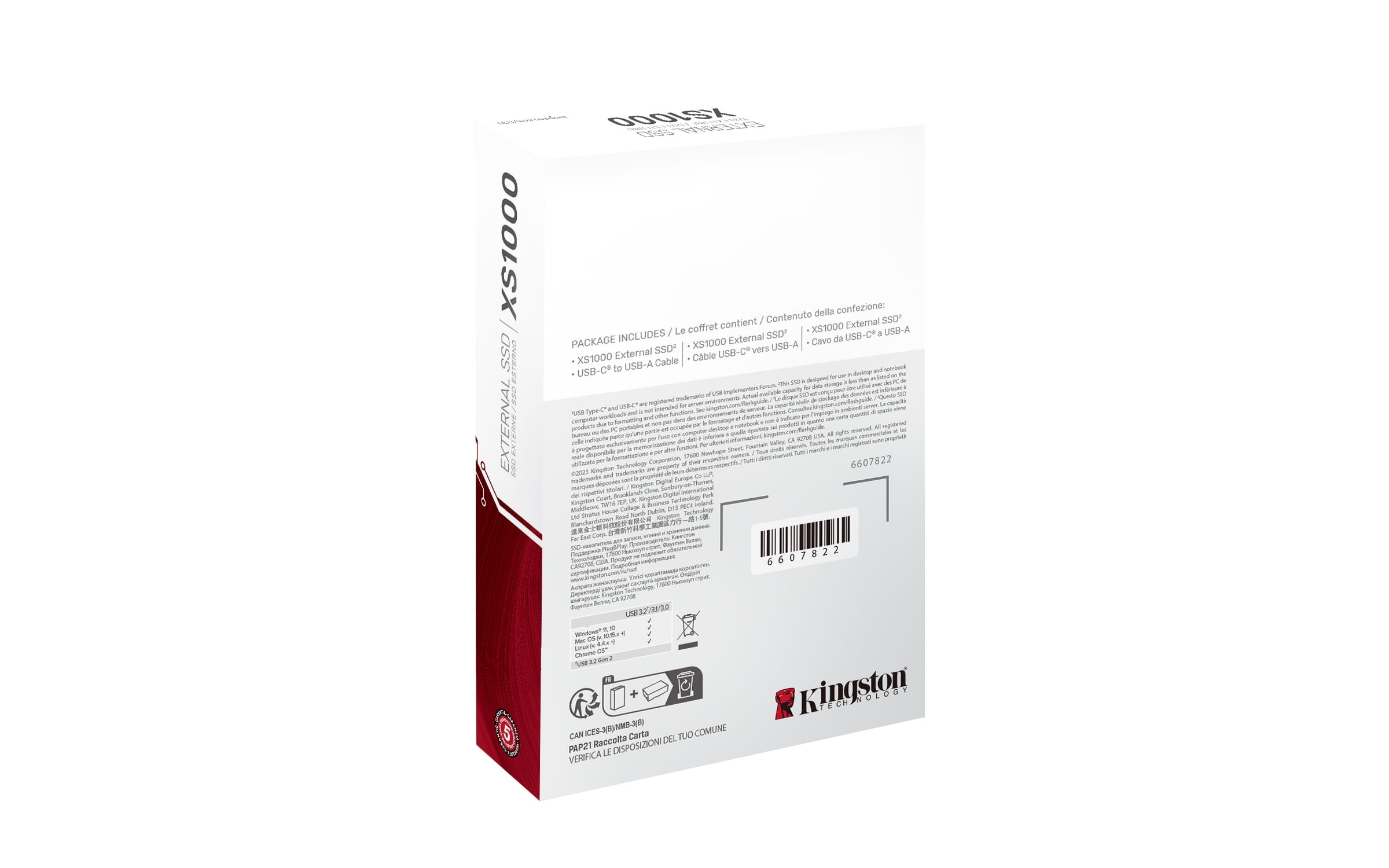 Kingston XS1000 - SSD - 2 TB - extern (tragbar) - USB 3.2 Gen 2 (USB-C Steckverbinder)