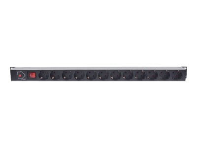 Intellinet Vertical Rackmount 12-Way Power Strip - German Type, With On/Off Switch and Overload Protection, 1.6m Power Cord - Steckdosenleiste (Rack - einbaufähig)