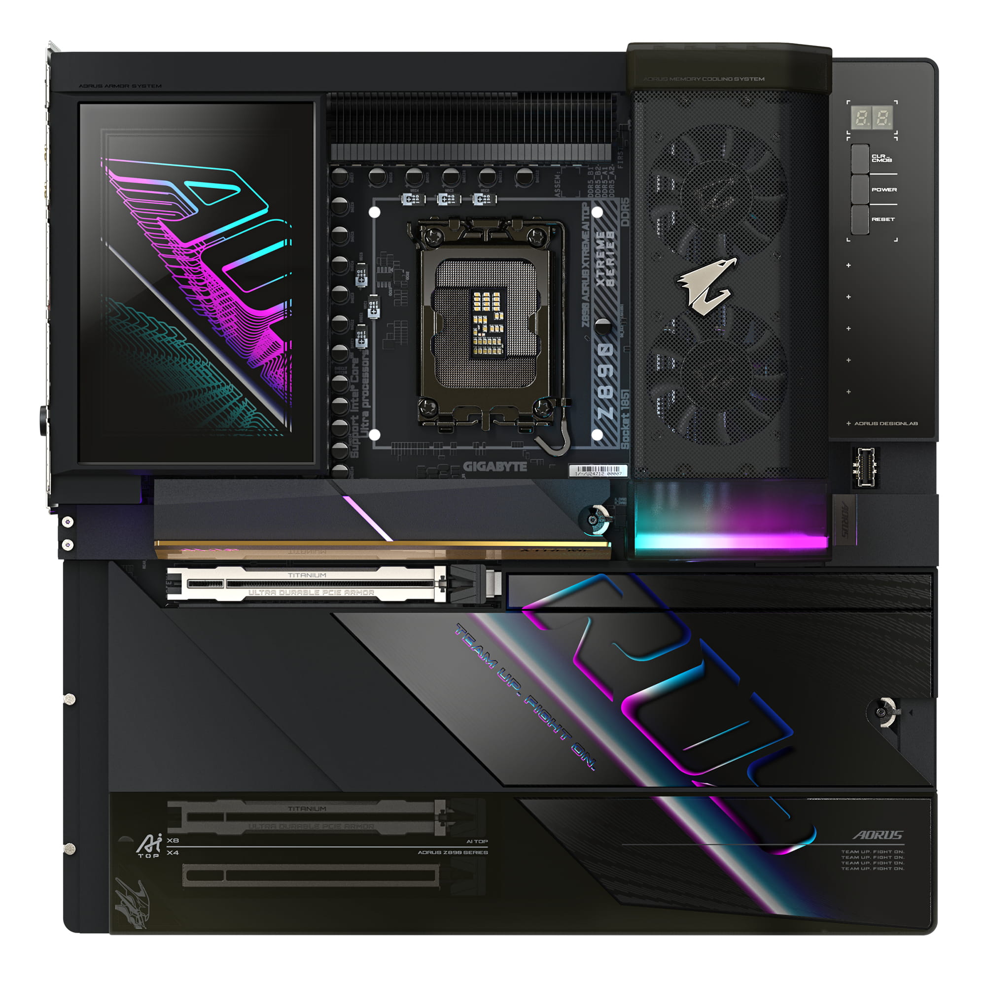 Gigabyte AORUS Z890 A XTREME AI TOP - Motherboard - E-ATX - LGA1851-Sockel - Z890 Chipsatz - USB4, USB 3.2 Gen 2, USB 3.2 Gen 1, USB-C 3.2 Gen 2x2 - 2 x 2.5 Gigabit LAN, Bluetooth, Wi-Fi 7 - Onboard-Grafik (CPU erforderlich)